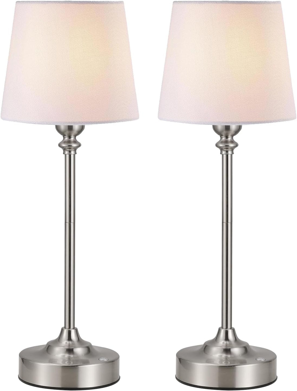 Kakanuo Cordless Table Lamps Rechargeable Set - 2 Pack Silver 4000mAH Battery Operated Lamps for Decor, 3000K Stepless Dimming Touch…