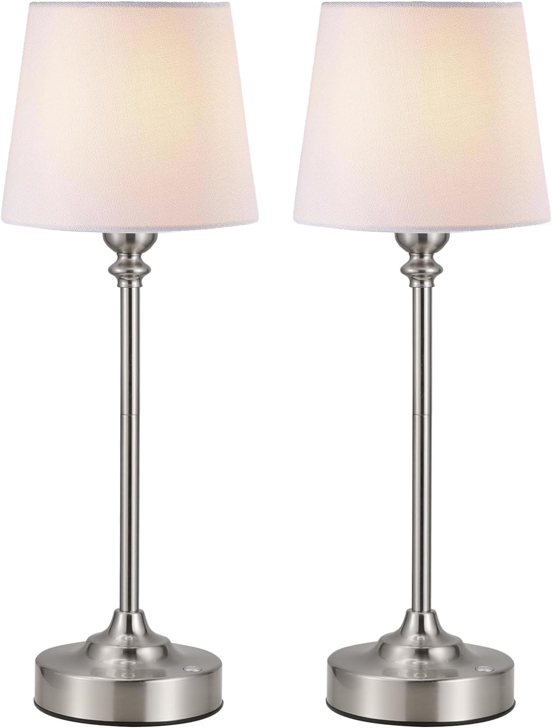 Kakanuo Cordless Table Lamps Rechargeable Set - 2 Pack Silver 4000mAH Battery Operated Lamps for Decor, 3000K Stepless Dimming Touch…
