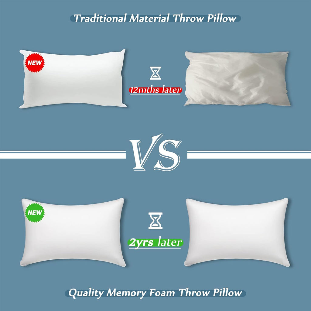 Amaeromax AM AEROMAX 12 × 20 Throw Pillow Memory Foam Pillow Insert - Rectangular Lumbar Support Pillow for Decorative Cushion Bed Couch So…