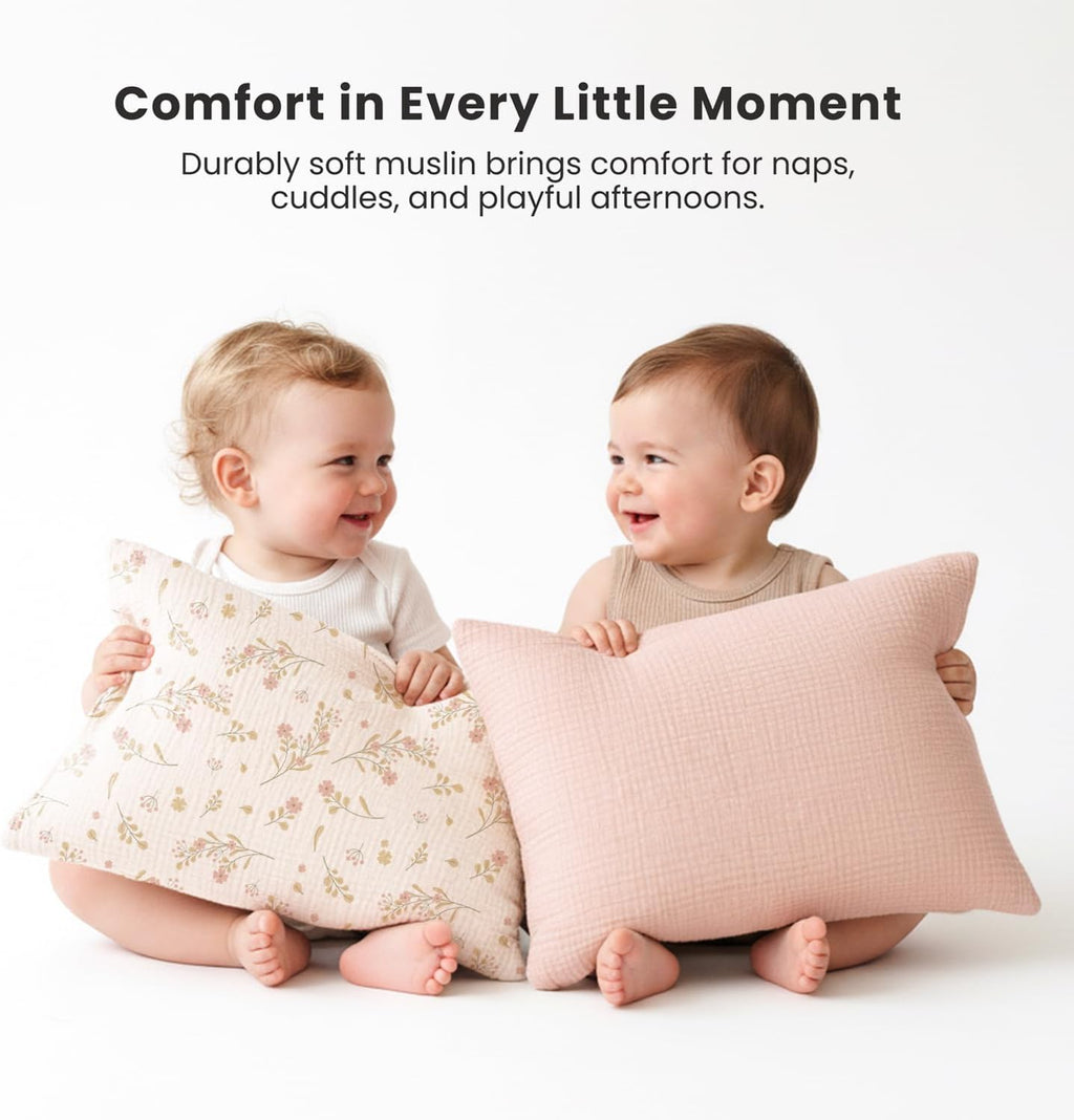 Konssy Muslin Toddler Pillowcase for 13x18 Pillow, 2 Pack Soft & Breathable Cotton Toddler Pillow Case, 100% Cotton Travel Pillow Covers fo…