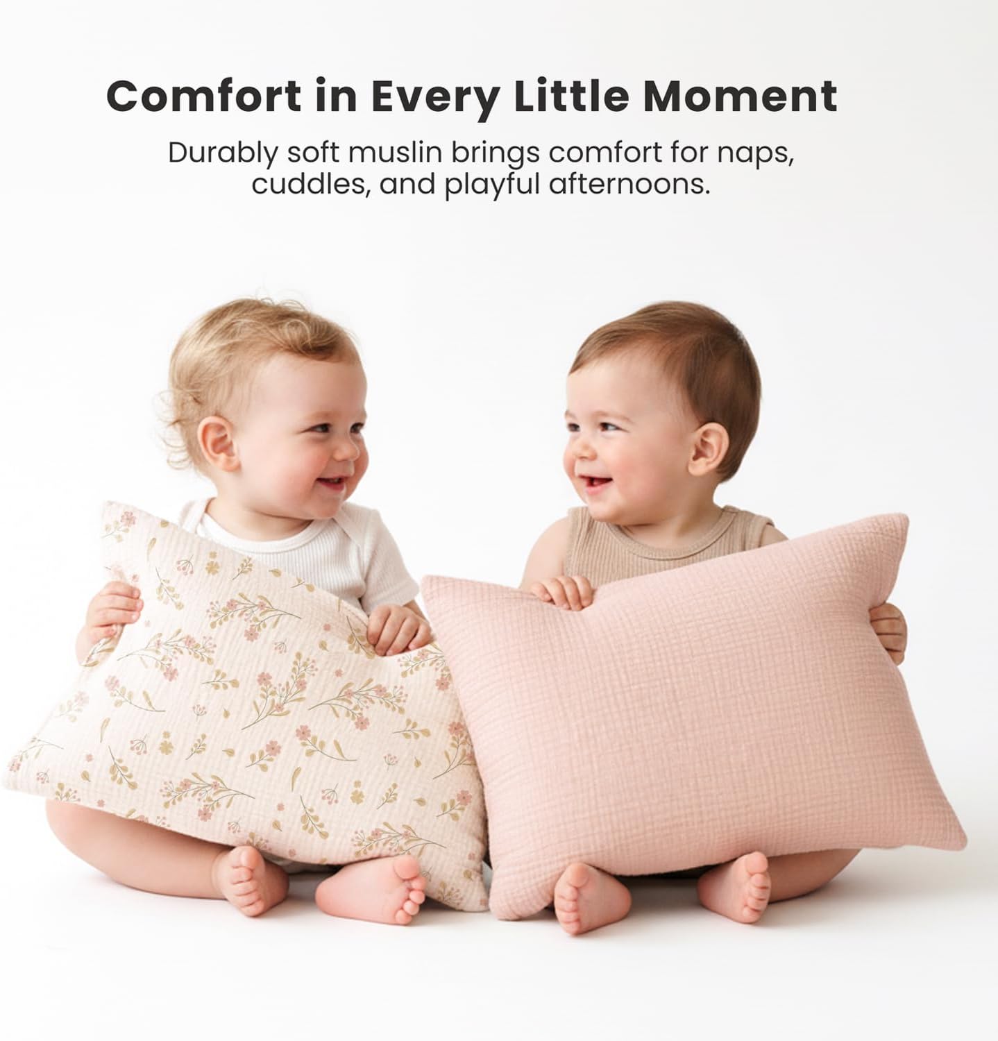 Konssy Muslin Toddler Pillowcase for 13x18 Pillow, 2 Pack Soft & Breathable Cotton Toddler Pillow Case, 100% Cotton Travel Pillow Covers fo…