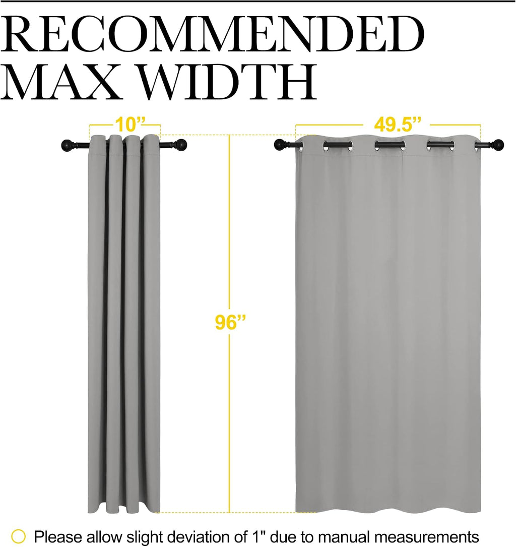 Nicetown Silver Grey Room Darkening Curtain Panels 96" Long for RV, Play Room, Studio, Heat Block Out and Keep Warm Drapes Window Treatment…