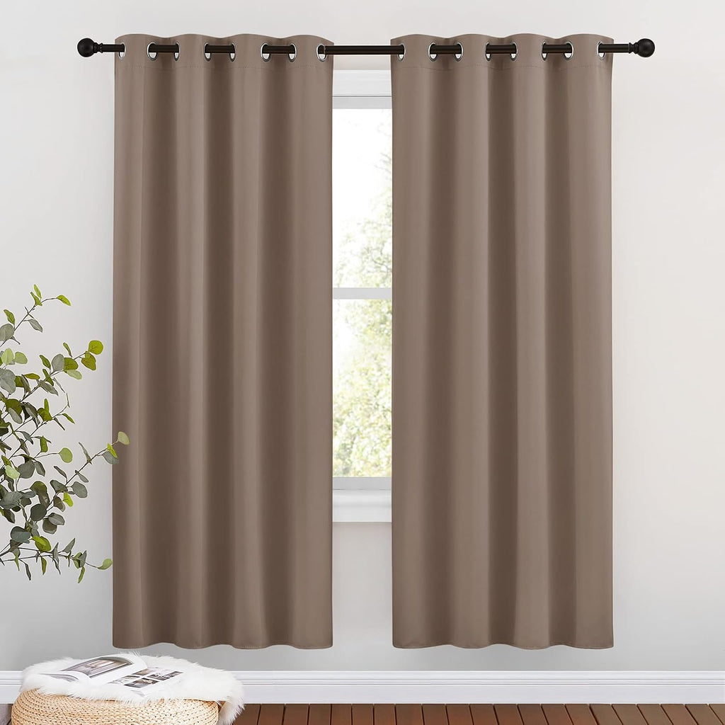 NICETOWN Kitchen Blackout Curtains and Drapes - Triple Weave Energy Saving Thermal Insulated Solid Grommet Blackout Panels for Patio (1…