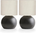 Modern Small Table Lamp Set of 2, Minimalist Metal Nightstand Bedside Lamps with One-Button Inline Switch, 10.4 Inch Desk Light for…
