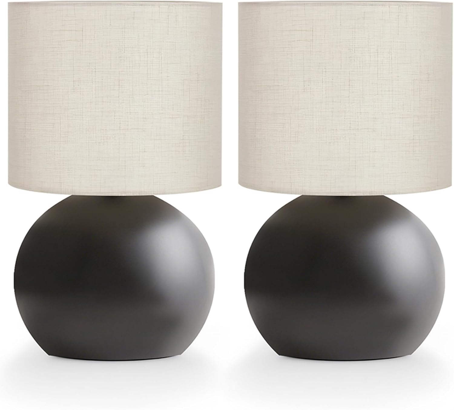 Modern Small Table Lamp Set of 2, Minimalist Metal Nightstand Bedside Lamps with One-Button Inline Switch, 10.4 Inch Desk Light for…