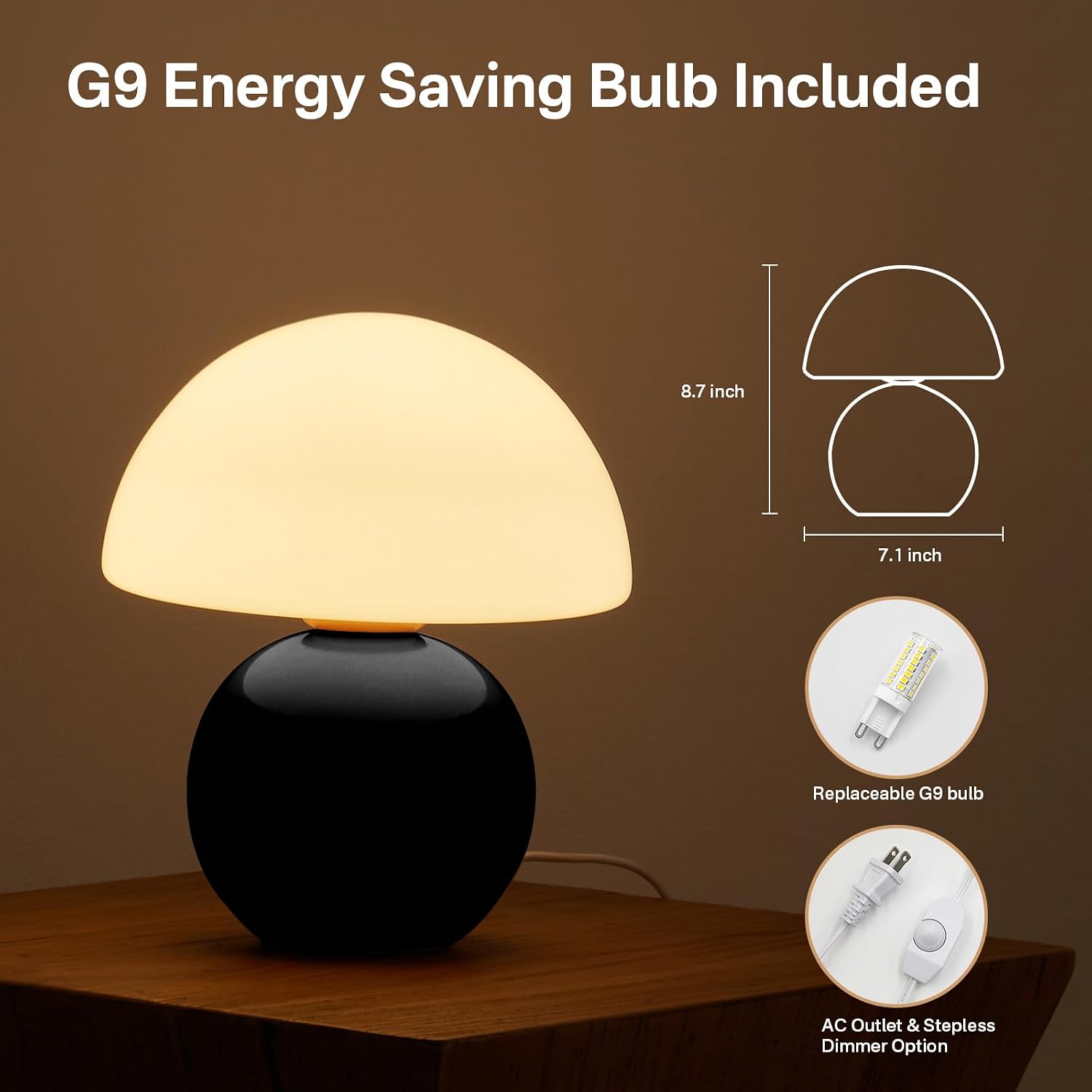 Dawnwake Mushroom Lamp Table Lamp for Bedroom, Desk Bedside Small Lamps for Living Room Night Stands, Mushroom Decor Cute Mini Modern Mid…
