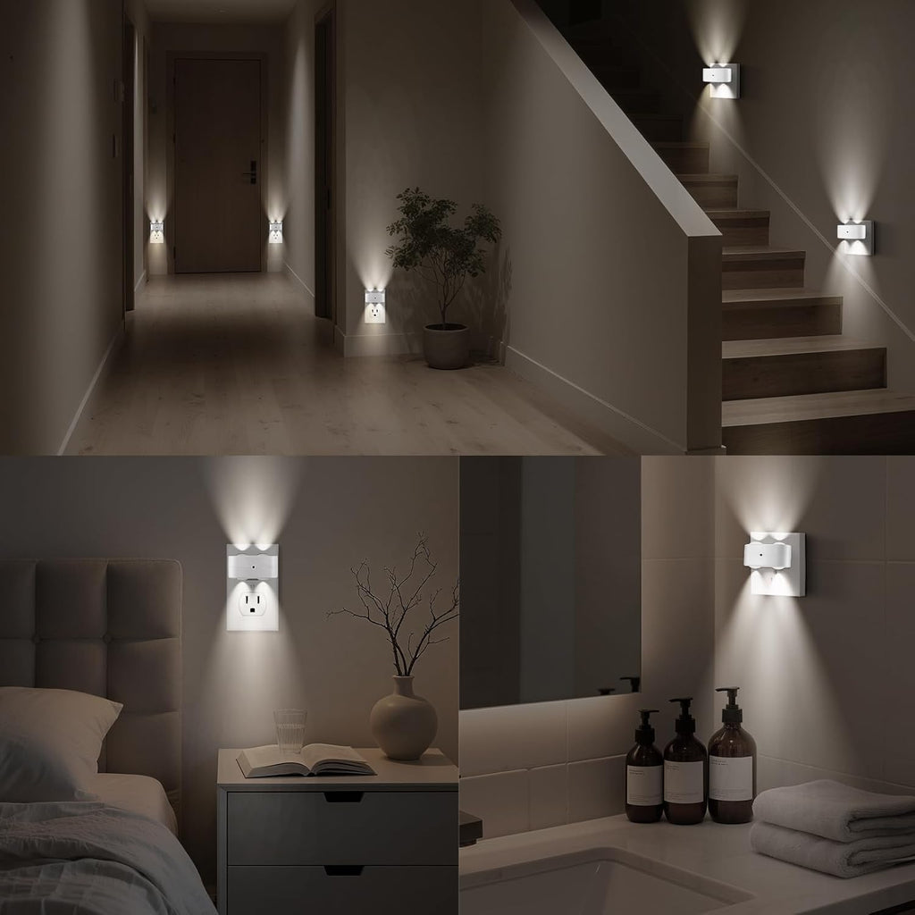 BMXKPO LED Night Lights Plug into Wall, Dusk to Dawn Auto-On/Off Night Light 5000K,1W Plug in Night Light for Hallway Bedroom Stairway 4…