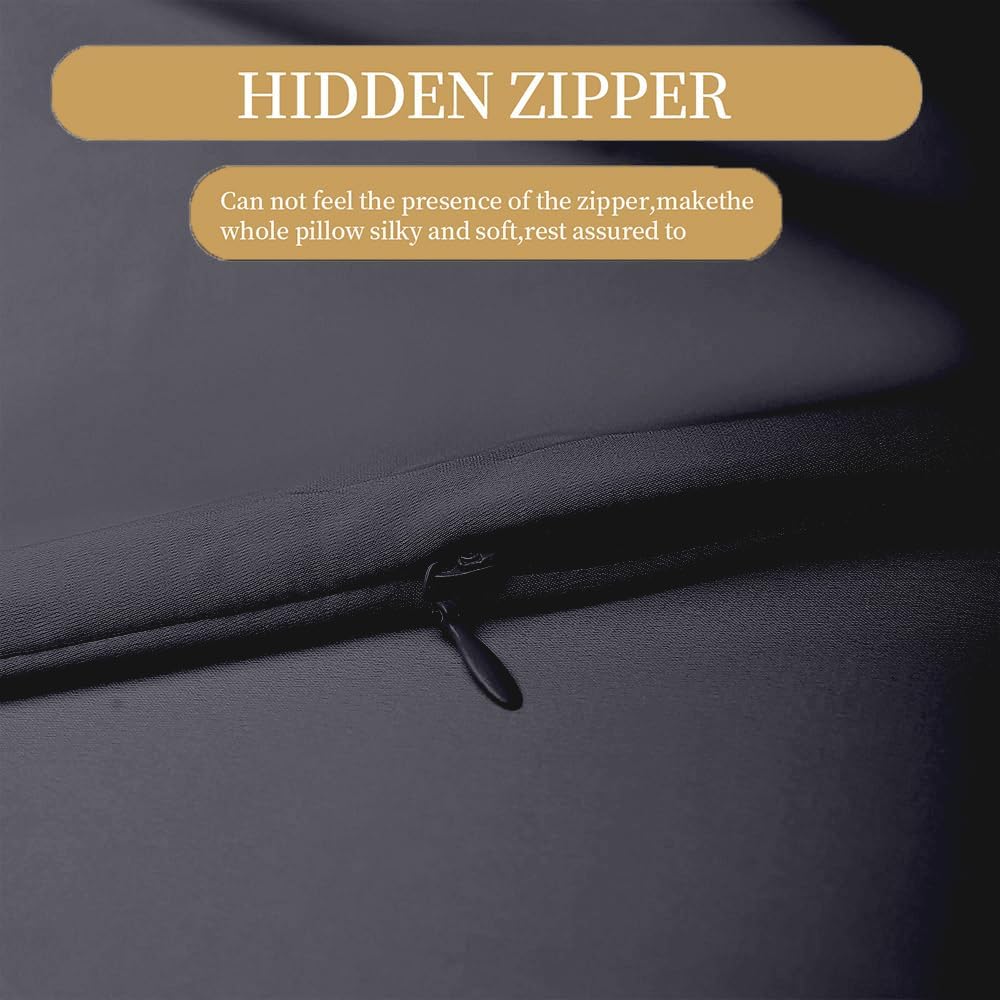 Mulberry Silk Pillow Cases Queen Size with Hidden Zipper, Ultra Smooth and Soft Breathable Cooling Silk Satin Pillowcase for Hair and…