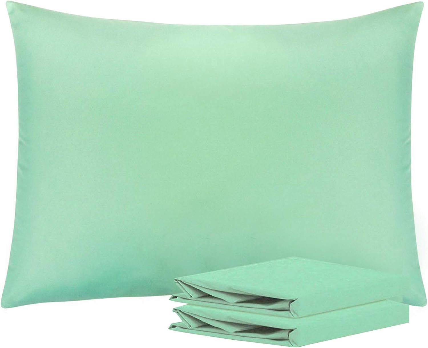 Ntbay Standard Pillowcase Set - 2 Pack Brushed Microfiber 20x26 Pillowcases - Soft, Wrinkle-Free, Fade-Resistant, Stain-Resistant, Sea Gree…
