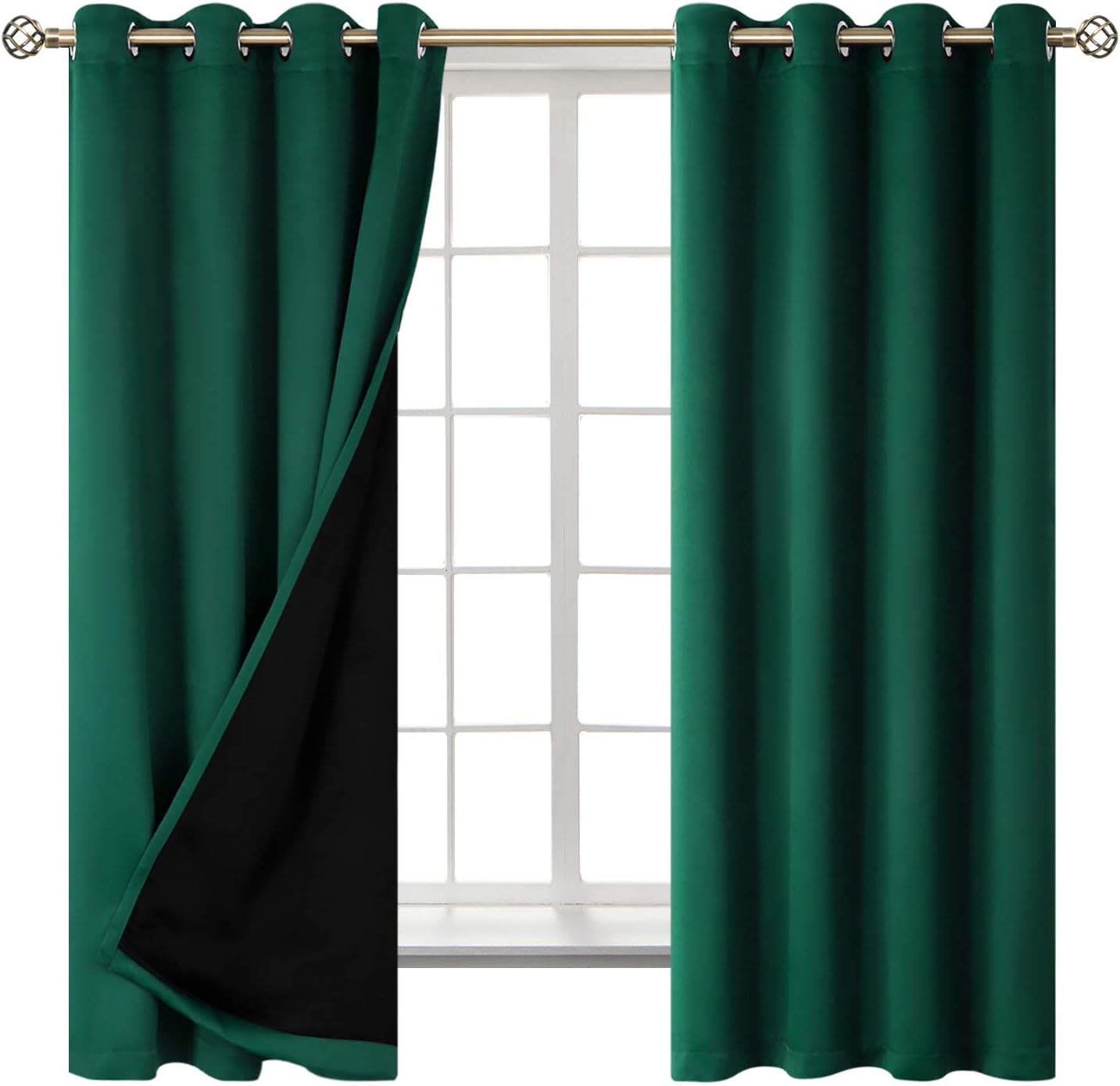 BGment Thermal Insulated 100% Blackout Curtains for Bedroom with Black Liner, Double Layer Full Room Darkening Noise Reducing Grommet Curta…