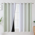 Estelartextiler Estelar Textiler Sage Green and Greyish White Blackout Curtains 63 Inch Length 2 Panels Set, Room Darkening Grommet Ombre C…