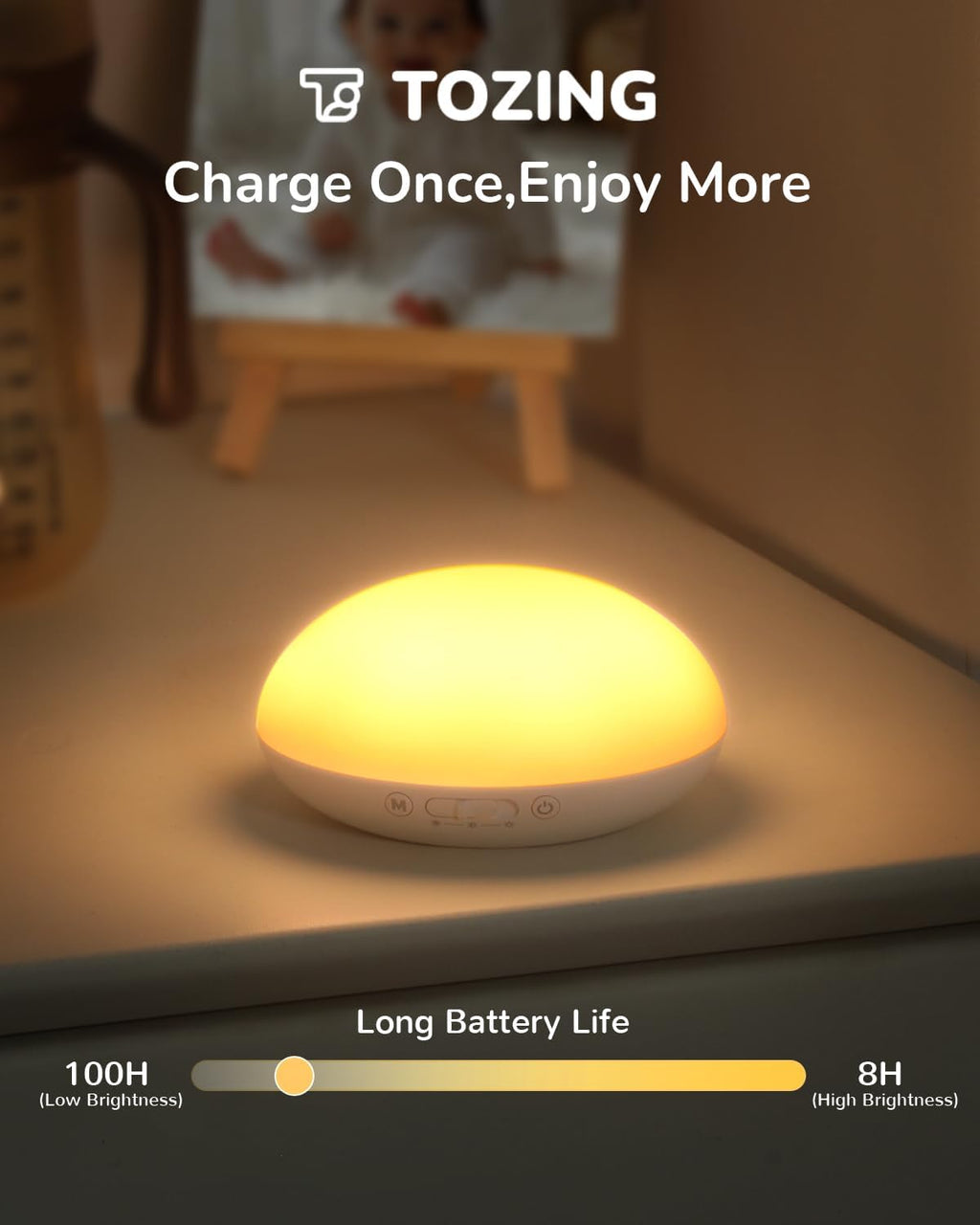Tozing Egg Light for Nursery, Portable Baby Night Light for Breastfeeding, Rechargeable Baby Nightlight with Timer, Dimmable Battery Powere…