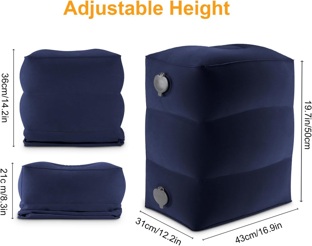 Maliton Inflatable Travel Foot Rest Pillow, Kids Airplane Bed, Adjustable Height Leg Pillow for Air Travel, Make a Flat Bed for Kids and…