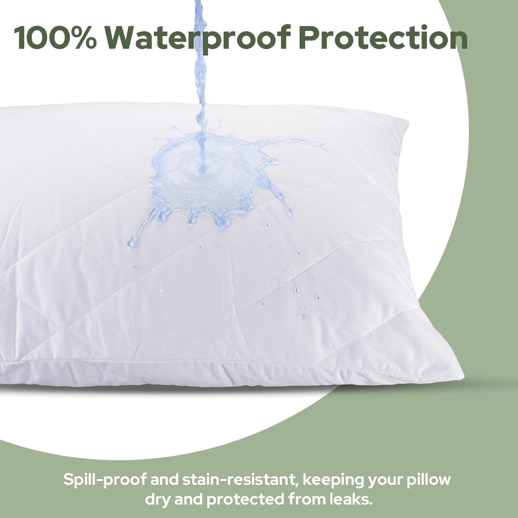 CoolShields Premium 100% Cotton Waterproof Pillow Protectors with Zipper, Breathable & Noiseless, Hypoallergenic Soft Skin-Friendly…