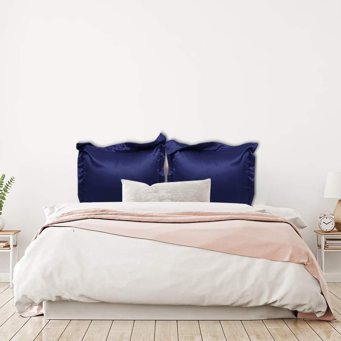 PiccoCasa 2 Pack Satin Pillowcase for Hair and Skin, Euro Sham Pillow Covers Soft Silky Oxford Pillow Cases with Envelope Closure European(…