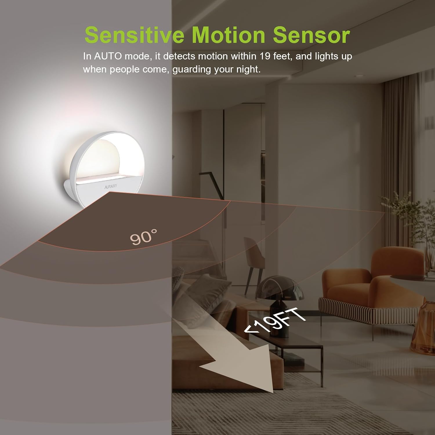AURAXY Rechargeable Motion Sensor Night Light, Battery Night Lights LED Cool White Magnetic Stick-on Motion Sensored Hallway Light, with…