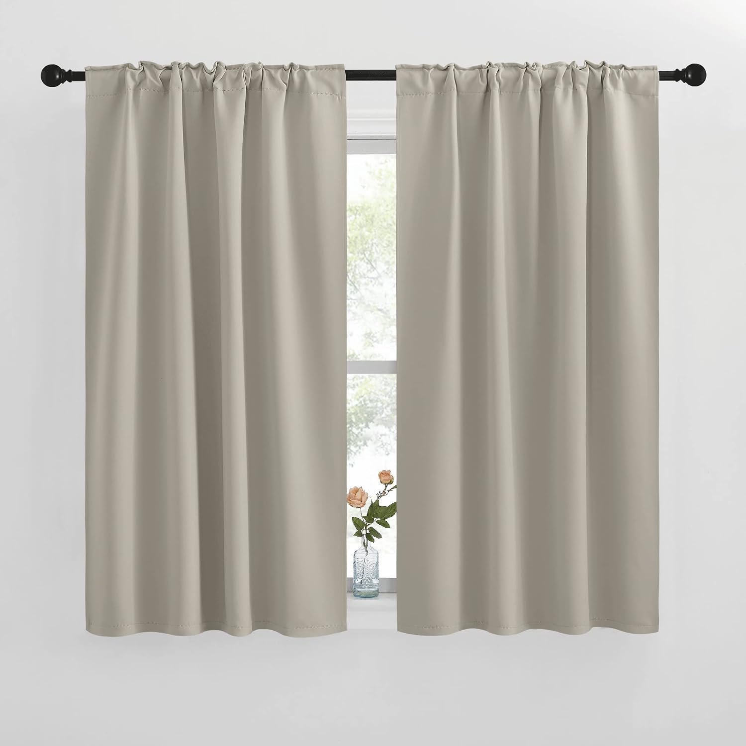 NICETOWN Blackout Curtains Window Drapes - (Natural Color) 42 inches W by 50 inches L, Set of 2, Blackout Curtain Panels for Boy's Nursery