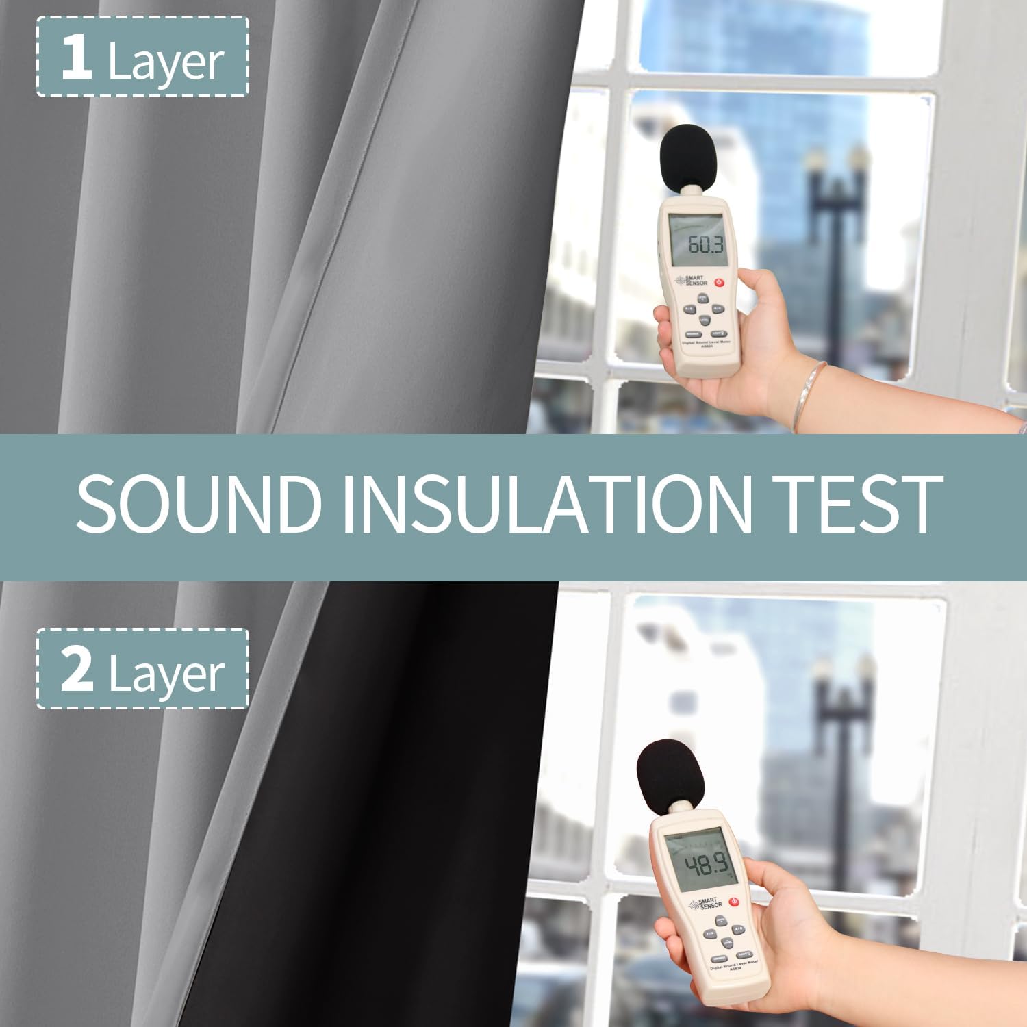BGment Short 100% Blackout Curtains for Bedroom, Thermal Insulated Energy Efficiency Noise Reducing Grommet Curtains 54 Inch Length with Li…