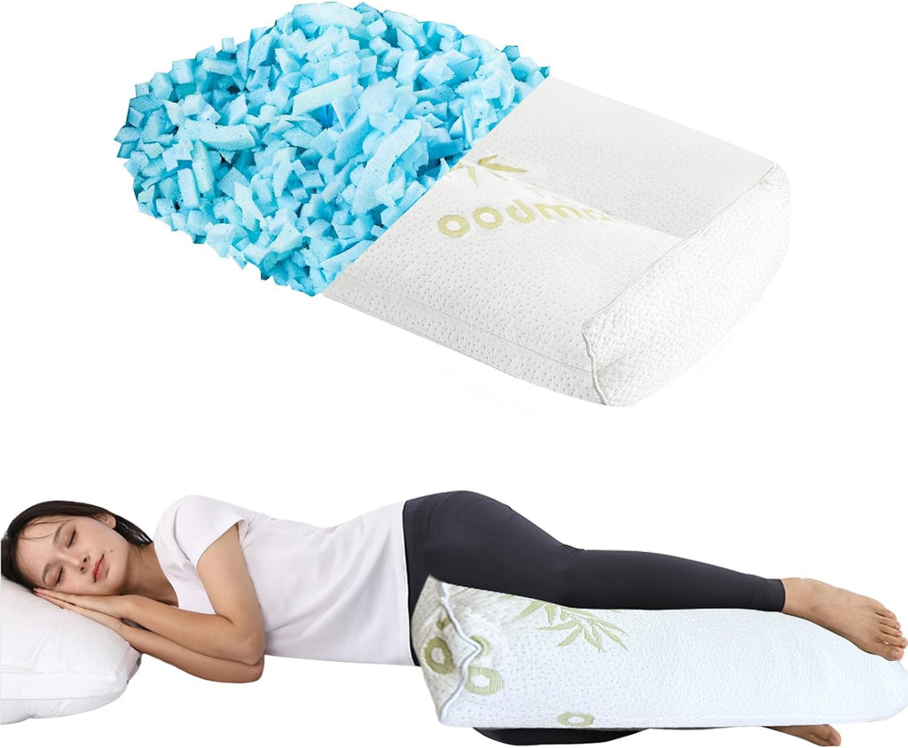 MINUPWELL 6.5" Knee Pillow for Side Sleepers - 100% Shredded Memory Foam Leg Pillow for Side Sleeping - Between Leg & Under Hip Pillow…
