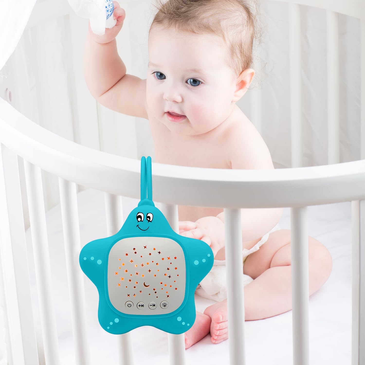 Junificent White Noise Machine for Baby with Star Projector | Music for Nursery & Travel | Portable Sound Machine Lullabies for I…