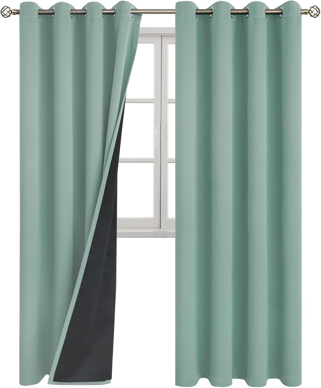 BGment Frosty Green Blackout Curtains 95 Inches Long 2 Panels Set for Living Room, Thermal Insulated 100% Light Blocking Curtains & Drapes,…