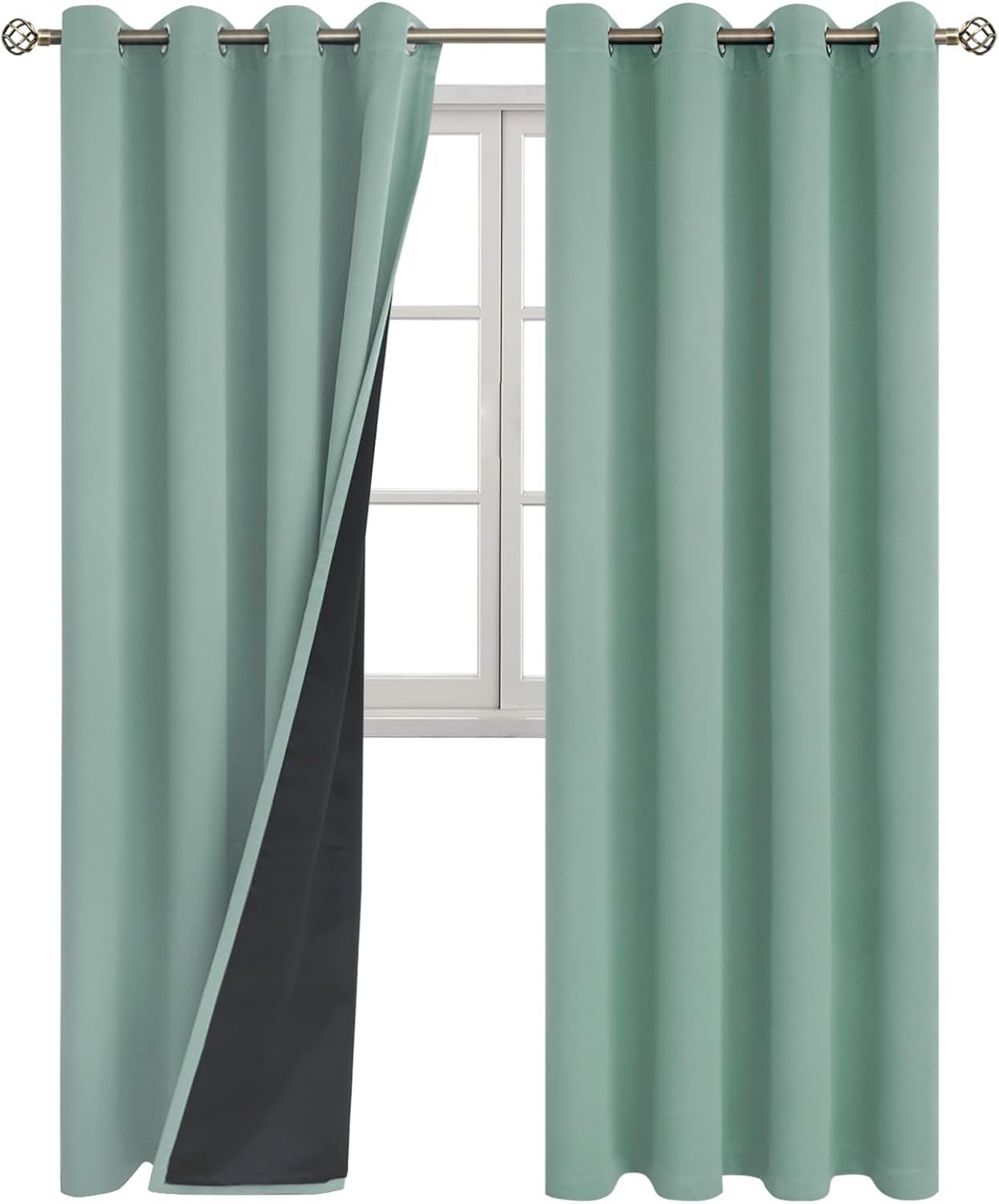 BGment Frosty Green Blackout Curtains 95 Inches Long 2 Panels Set for Living Room, Thermal Insulated 100% Light Blocking Curtains & Drapes,…