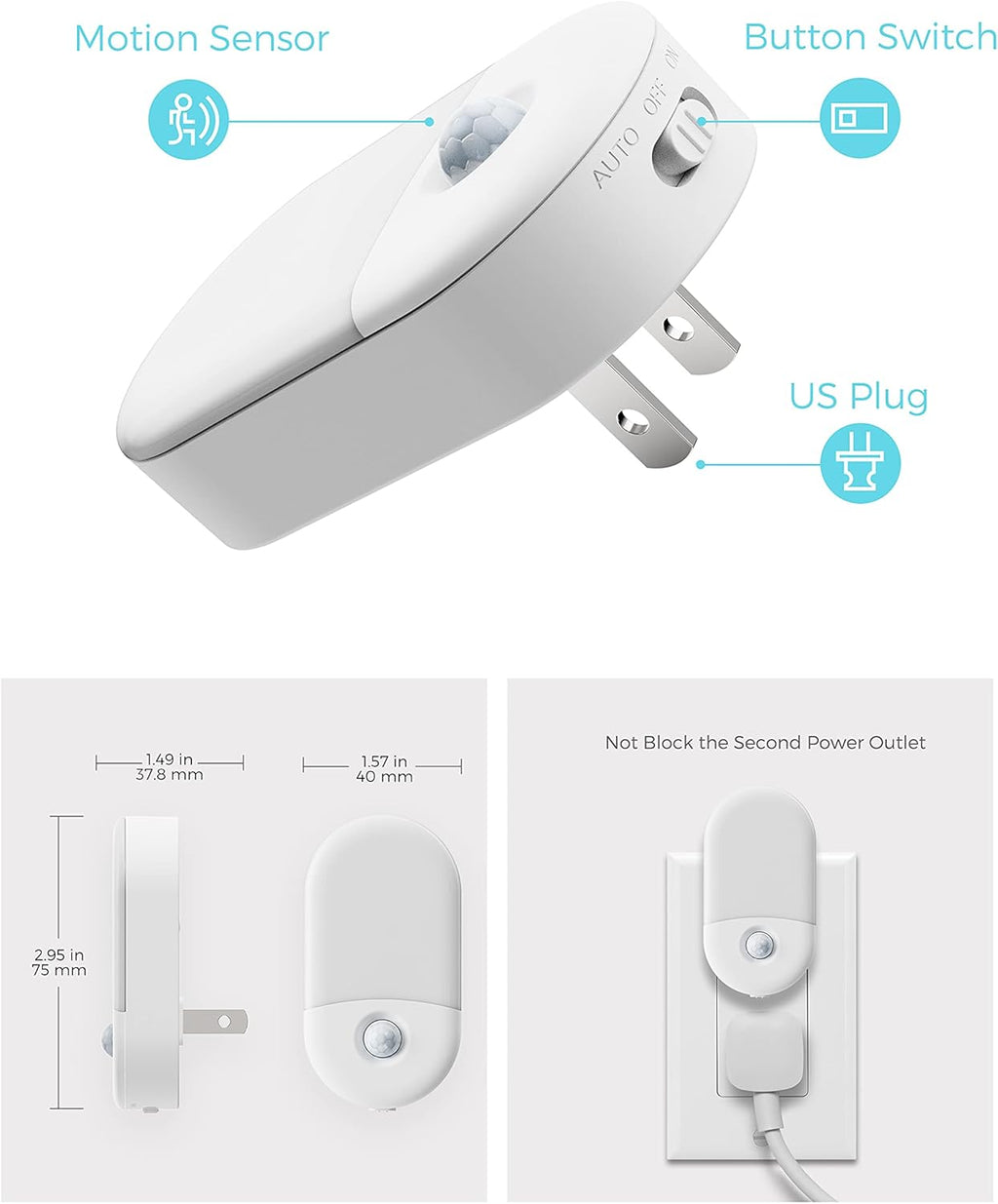 L LOHAS LED Motion Sensor Night Light Plug in, Motion Activated Night Light, 5000K Daylight White, Night Lights Plug Into Wall…