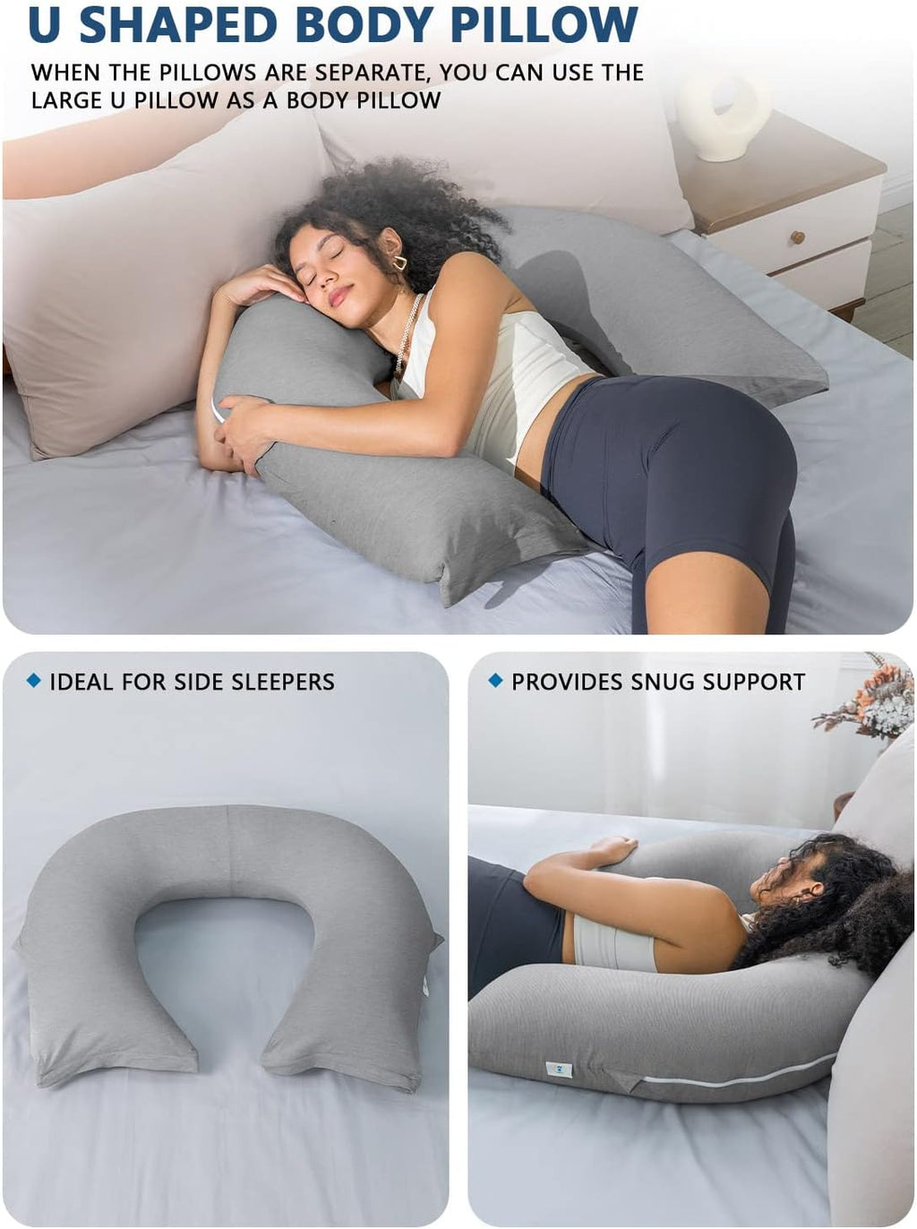 Insen Reading Pillow, Back Pillow for Sitting in Bed and Couch, Gaming Pillow for Adults, Sit Up Support for Bed, Cooling Tencel, Grey Grey