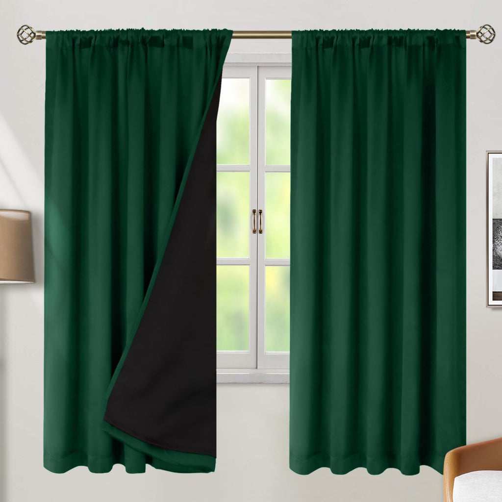 BGment 100% Thermal Insulated Blackout Curtains 72 Inches Long with Liner, Rod Pocket and Back Tab Double Layer Noise Reduce Room…