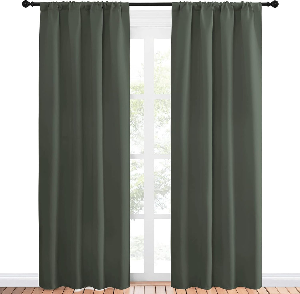 NICETOWN Bedroom Curtains Blackout Draperies - All Season Thermal Insulated Solid Rod Pocket Top Blackout Curtains/Drapes for Kid's Room…