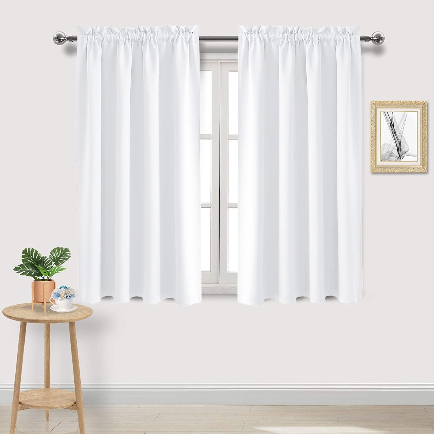 DWCN White Curtains for Living Room Thermal Insulated, 50% Light Blocking Curtains for Bedroom, Dining Room Window, W 52x L 54 Inch, Set…