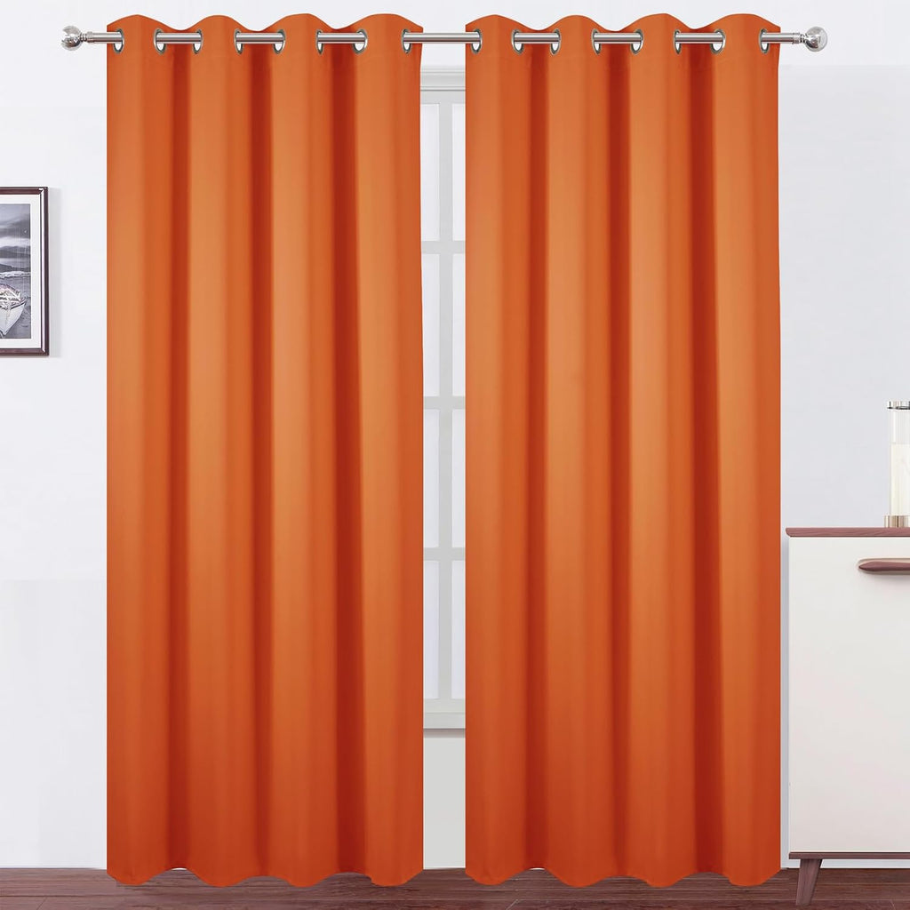 Lemomo Blackout Curtains 52 x 120 Inch Long Orange Curtains Set of 2 Panels Room Darkening Curtains for Bedroom and Living Room 120 Inch si…
