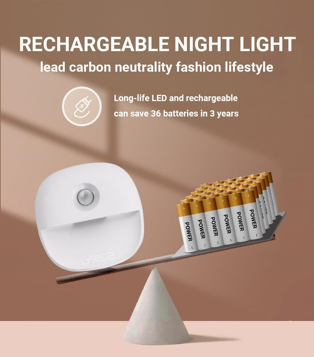 Lyridz Rechargeable Night Light, Motion Sensor Battery Nightlights, Mini Stick-on LED Closet Light, 1-20LM Dimmable Brightness for…