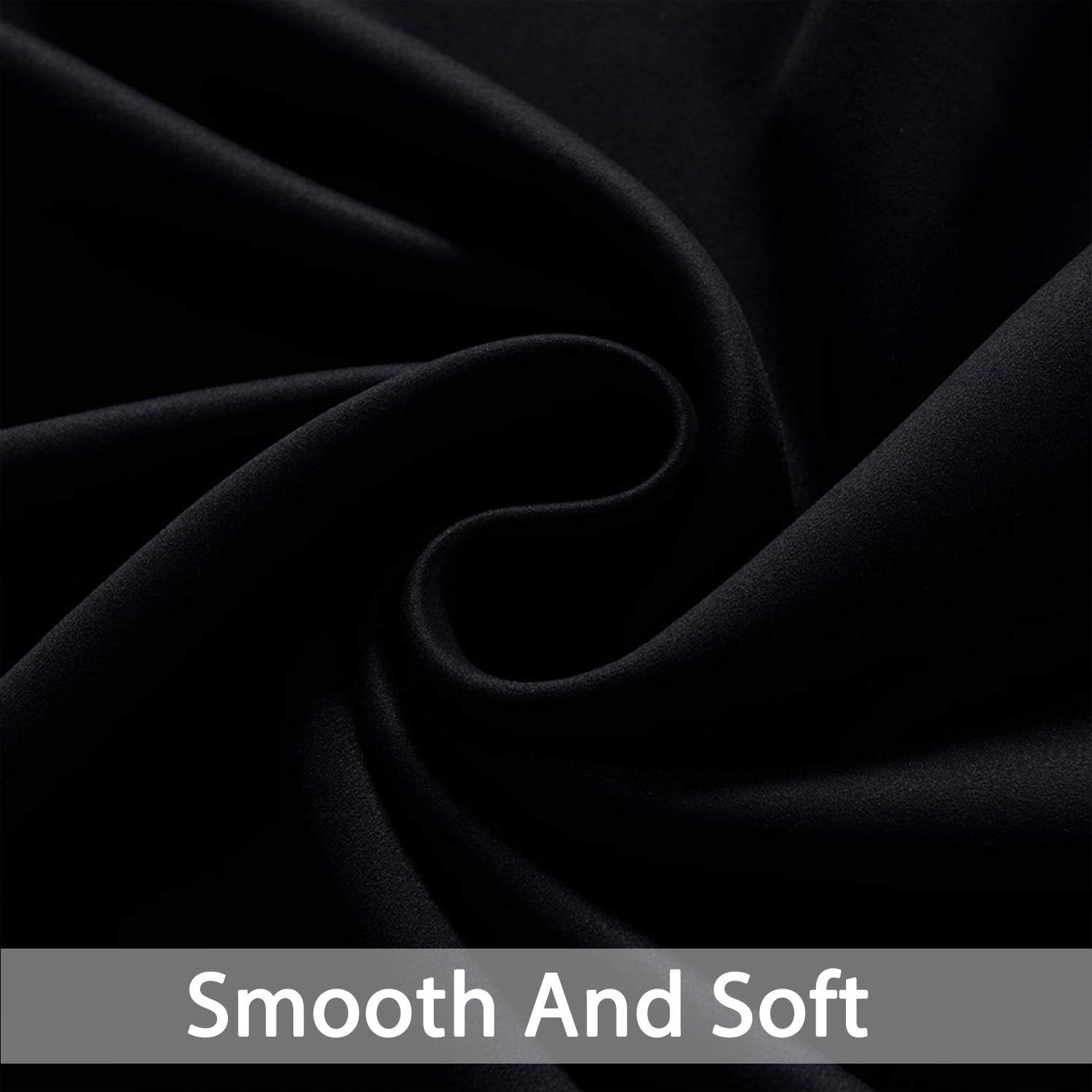 Yakamok Thermal Insulated Blackout Curtains Solid Grommet Window Drapery Bedroom/Living Room, Black, W52 x L96, 2 Panels