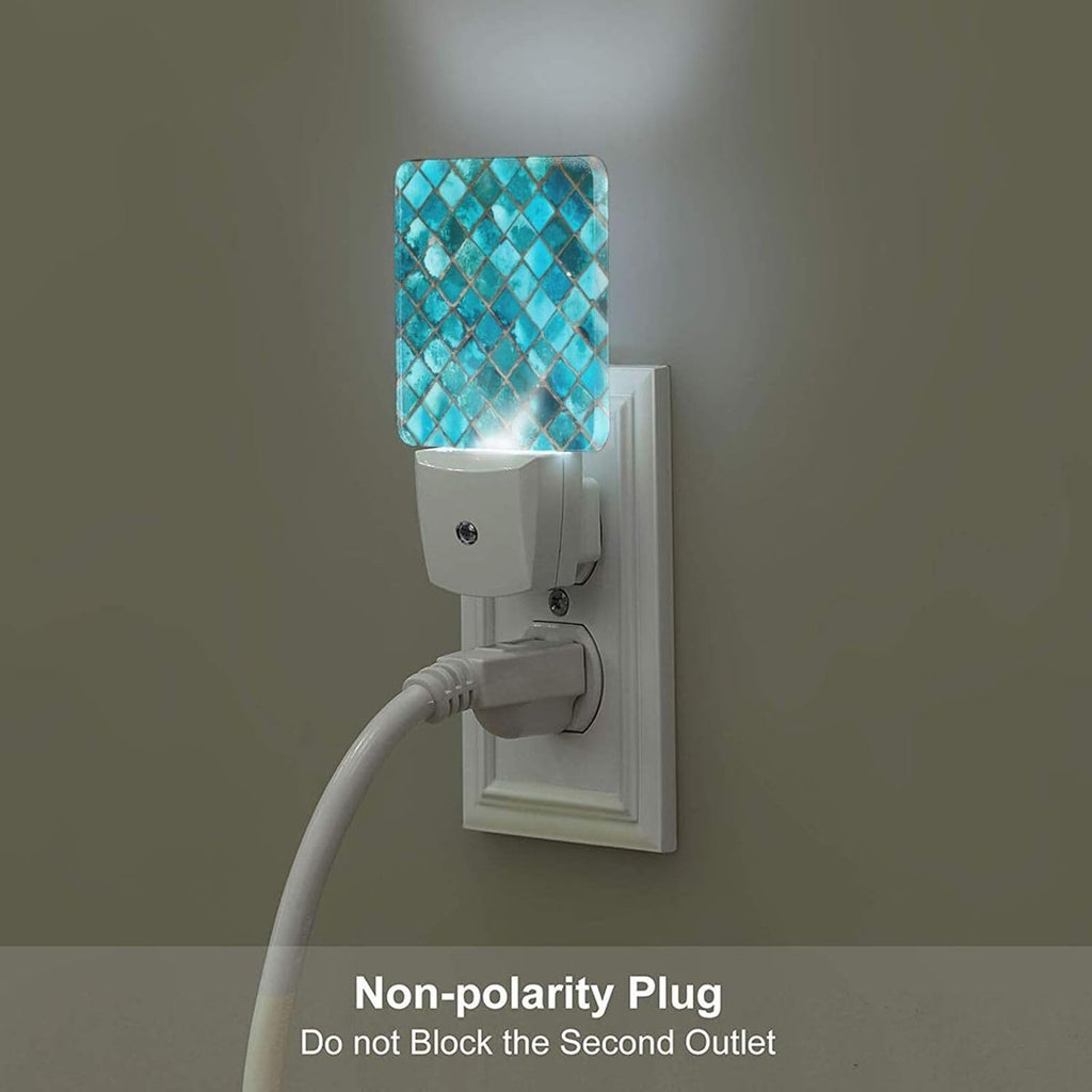 Turquoise Blue Night Light, Plug Into Wall Decor for Stairway, Hallway, Kitchen, Dusk to Dawn Sensor Nightlights for Boys/Girls/Women/Men…