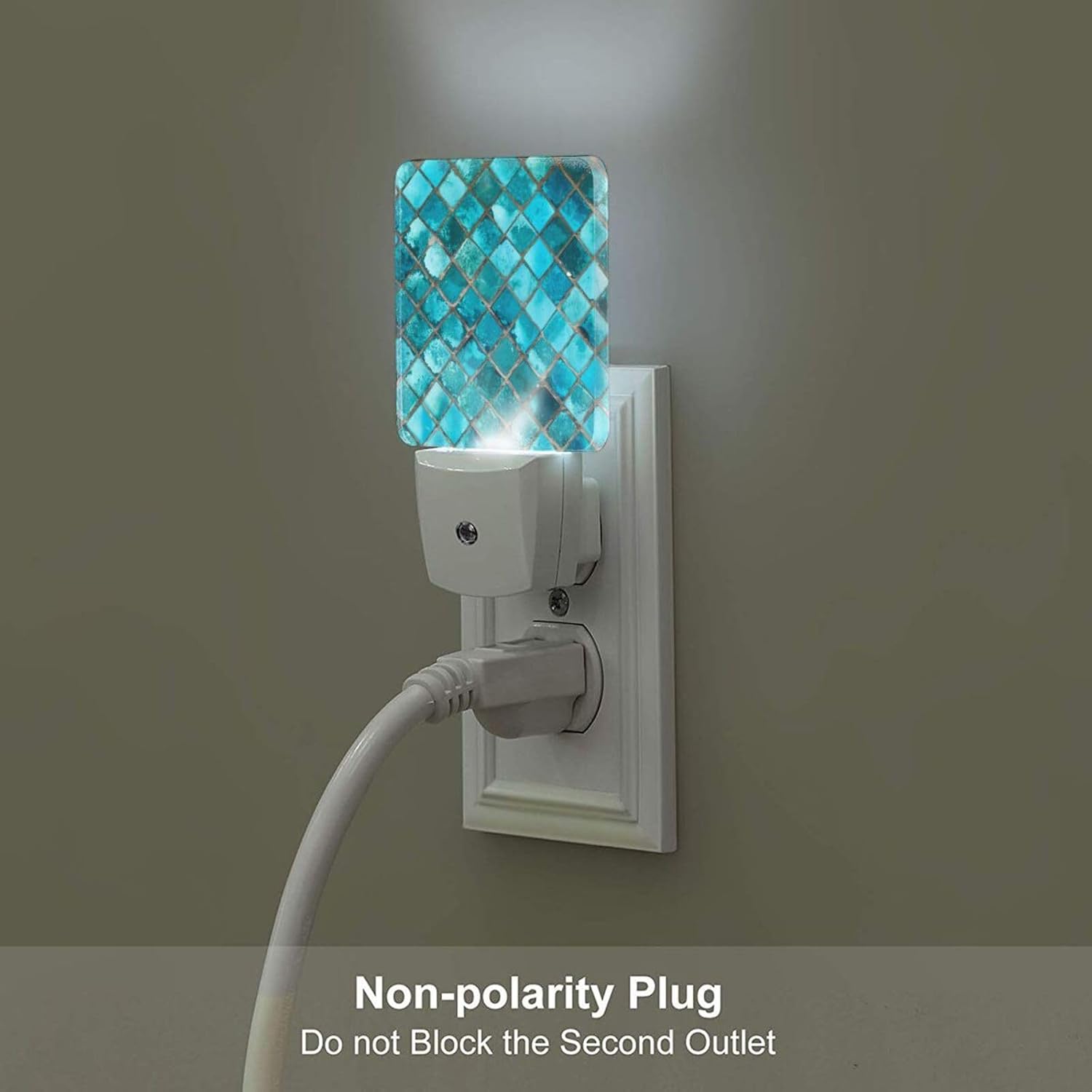 Turquoise Blue Night Light, Plug Into Wall Decor for Stairway, Hallway, Kitchen, Dusk to Dawn Sensor Nightlights for Boys/Girls/Women/Men…