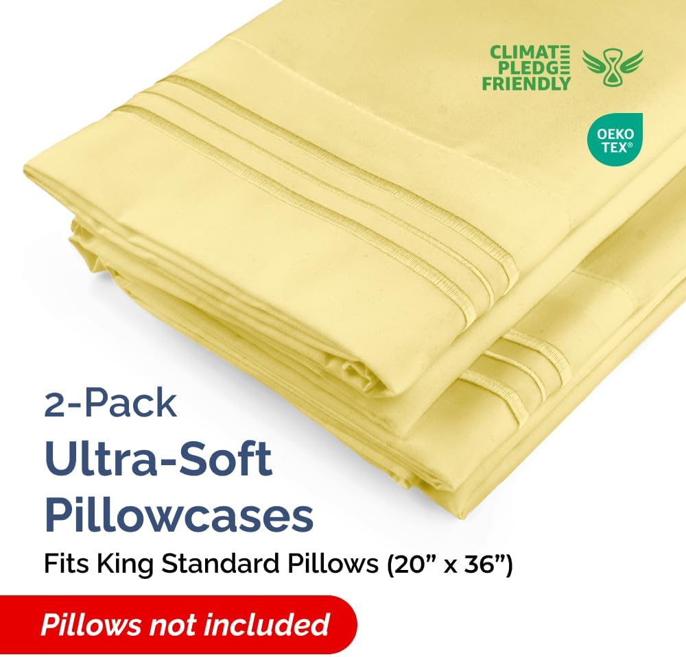 King Standard Pillow Cases Set of 2 - Ultra-Soft Hotel Quality Pillowcase Covers - Comfy, Cozy & Fade Free - Wrinkle Resistant - Machine…