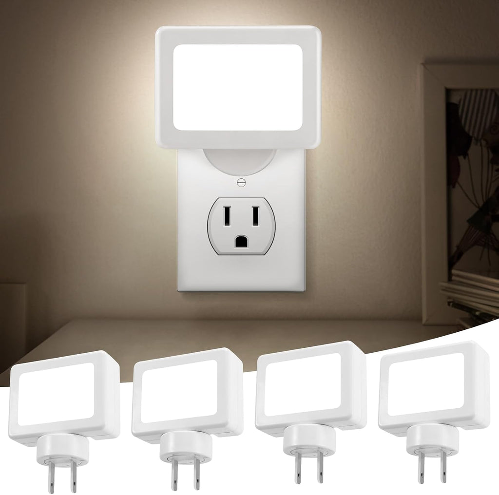 GODUORA 4-Pack LED Night Light Plug in with Adjustable 180° Swivel Head, Dusk to Dawn Auto On/Off, Daylight 5000K 100LM, for Kitchen…