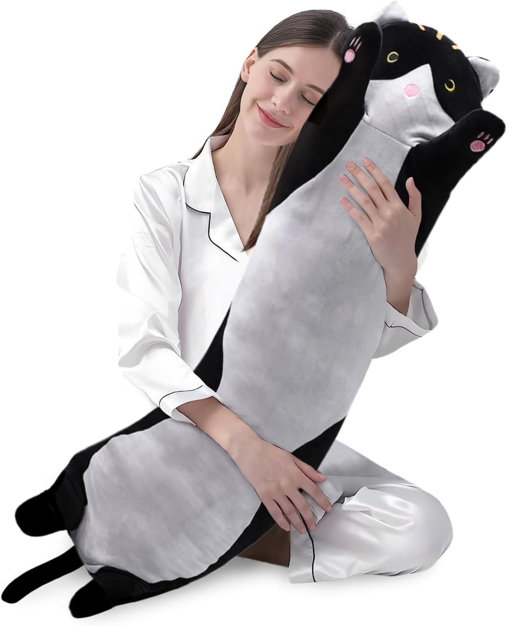 shangman Lovely Plush Cat Doll Cute Cartoon Soft Stuffed Kitten Pillow Long Throw Sleeping Pillow Doll Toy Valentines Day Gift for Kids…