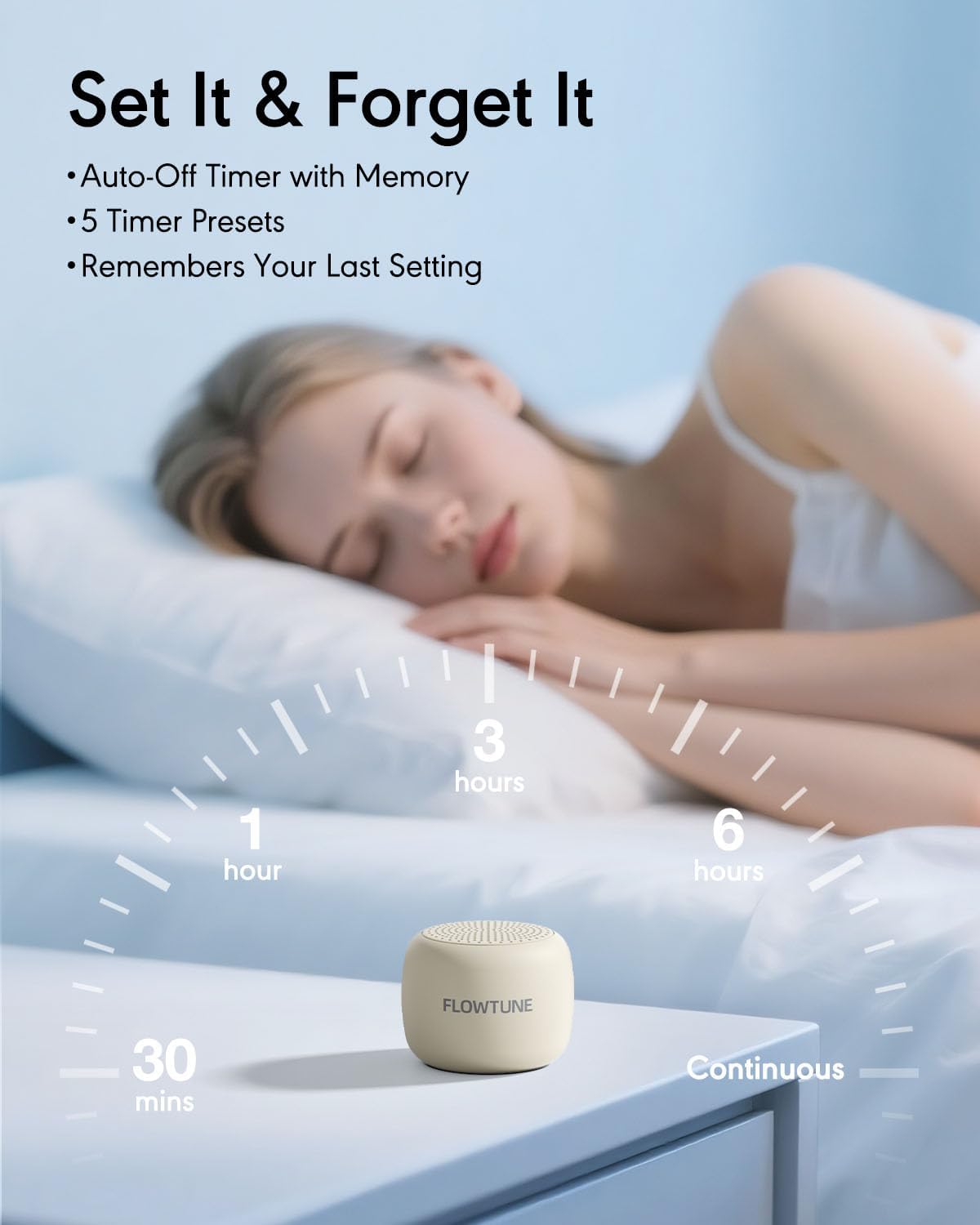 FLOWTUNE Sound Machine Flowtune White Noise Machine for Baby Adults, Mini Portable Sound Machine for Travel, 6H Timer, 18 Soothing Sleep…
