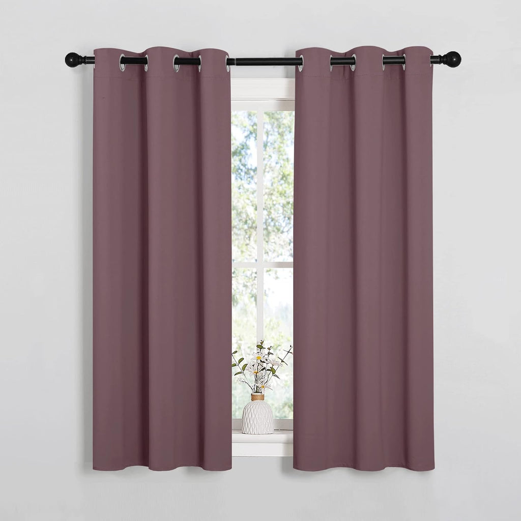 NICETOWN Bedroom Curtain Panels Blackout Draperies, Dry Rose, 1 Pair, 34 by 45-inch, Thermal Insulated Solid Grommet Blackout…