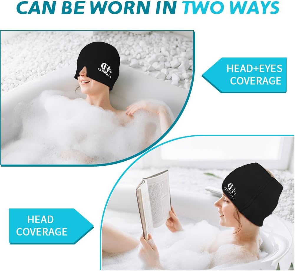 Conbella Migraine Relief Cap, Soothing Headache Ice Face Mask Products, Hot and Cold relaxation, Migraine Headache Relief Cap for…