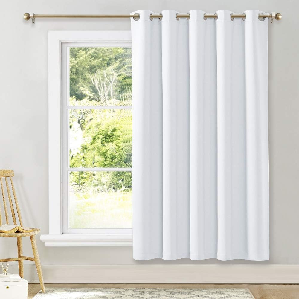 NICETOWN Sliding Door Curtain Window Treatment, Home Decoration Extra Wide Solid Blackout Curtains/Drapes for Patio Door (Pure White, W70…