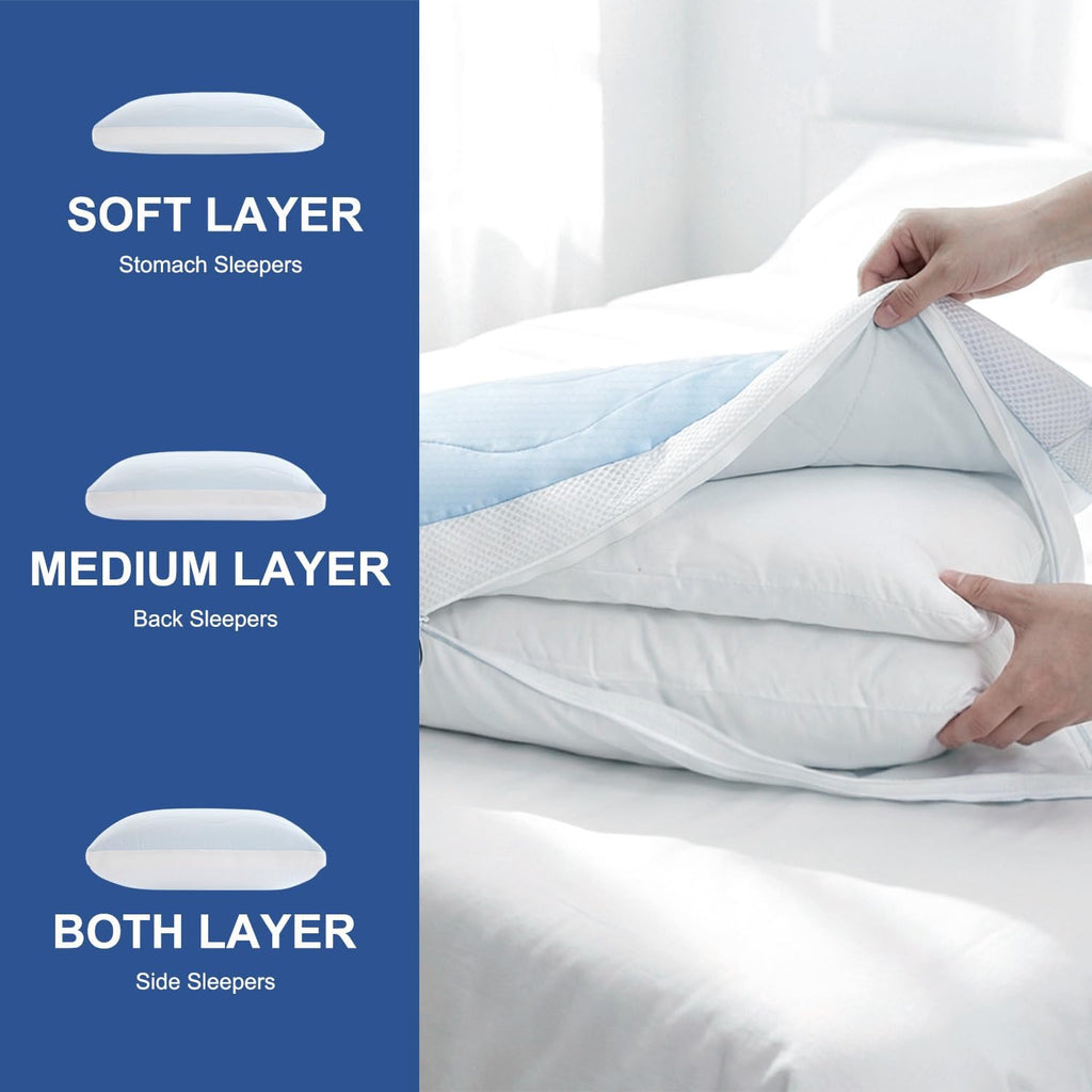 Ant-Home Cooling Adjustable Pillow for Side, Back, Stomach Sleepers, Customizable Support Pillows for Neck, King Size Set of 1 Luxury Bed Pi…