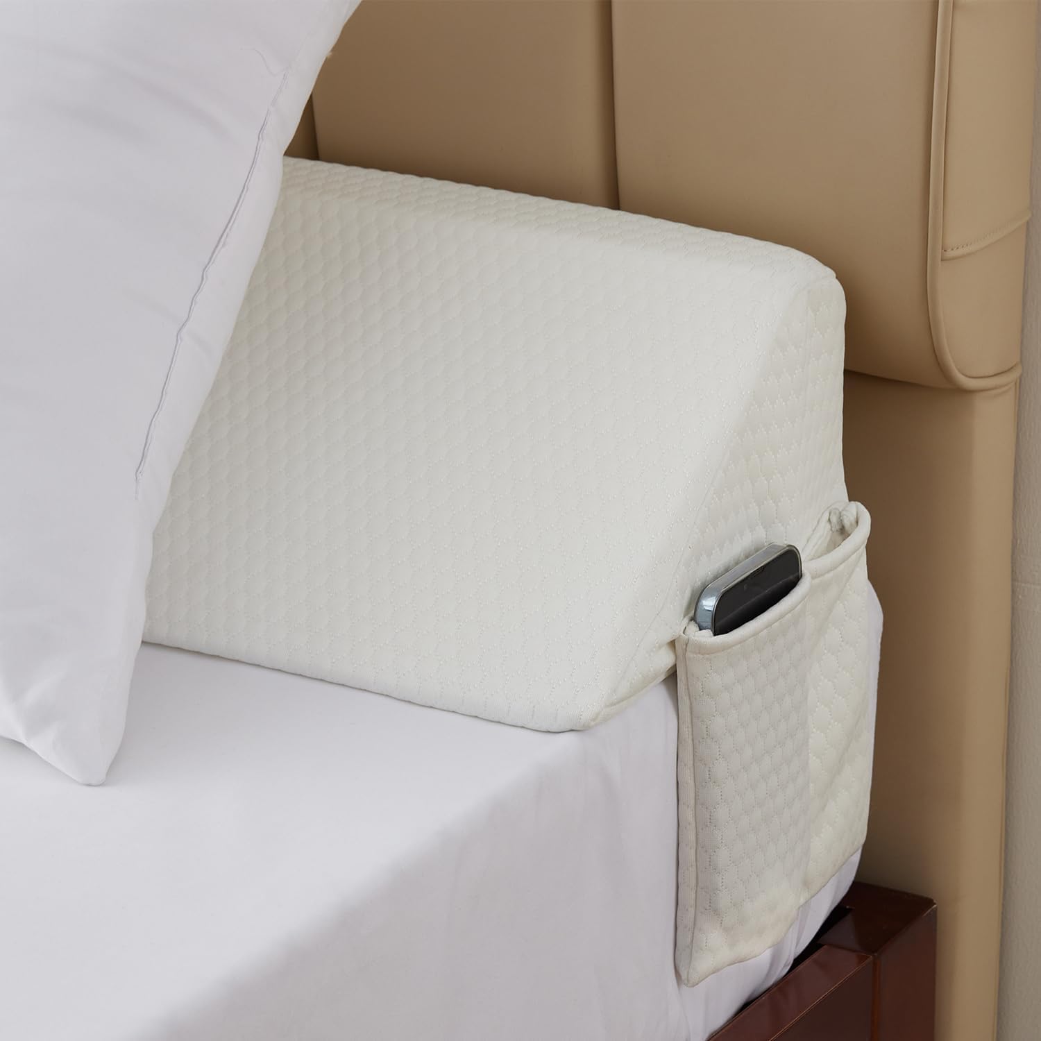 Bedluxe King Wedge Pillow Headboard, Bed Wedge Pillow for Headboard, Bed Gap Filler King - Fill The Gap (0-7")(Air-Layer White, 76"x10"x6")