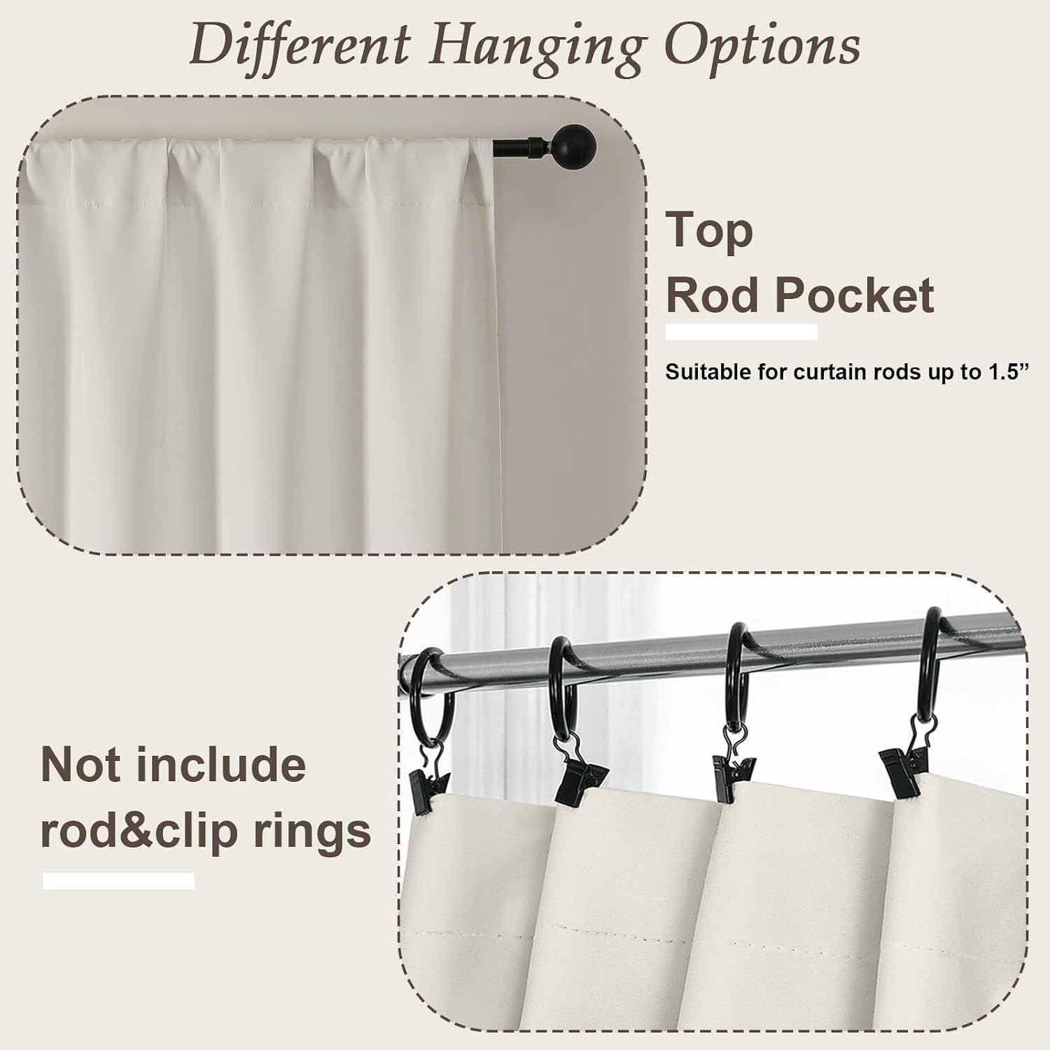 Gwine Natural Light Filtering Curtains for Bedroom 54 Inches Long, Thermal Insulated Room Darkening Curtains for Living Room Each 40"…