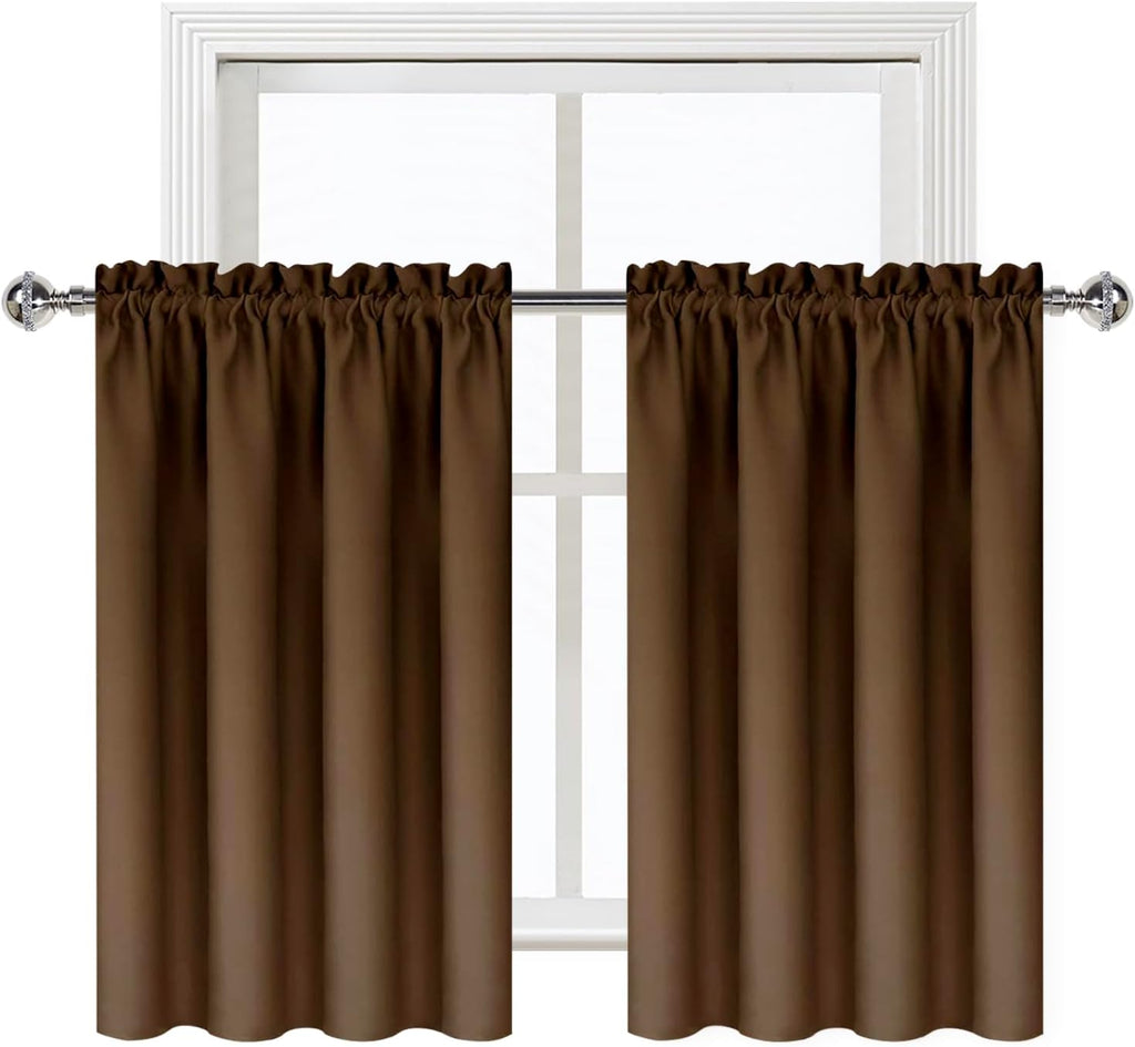 DWCN Blackout Curtains for Living Room Thermal Insulated, Energy Saving & Noise Reducing Bedroom Curtains, Brown, W 52x L 36 Inch, Set of…