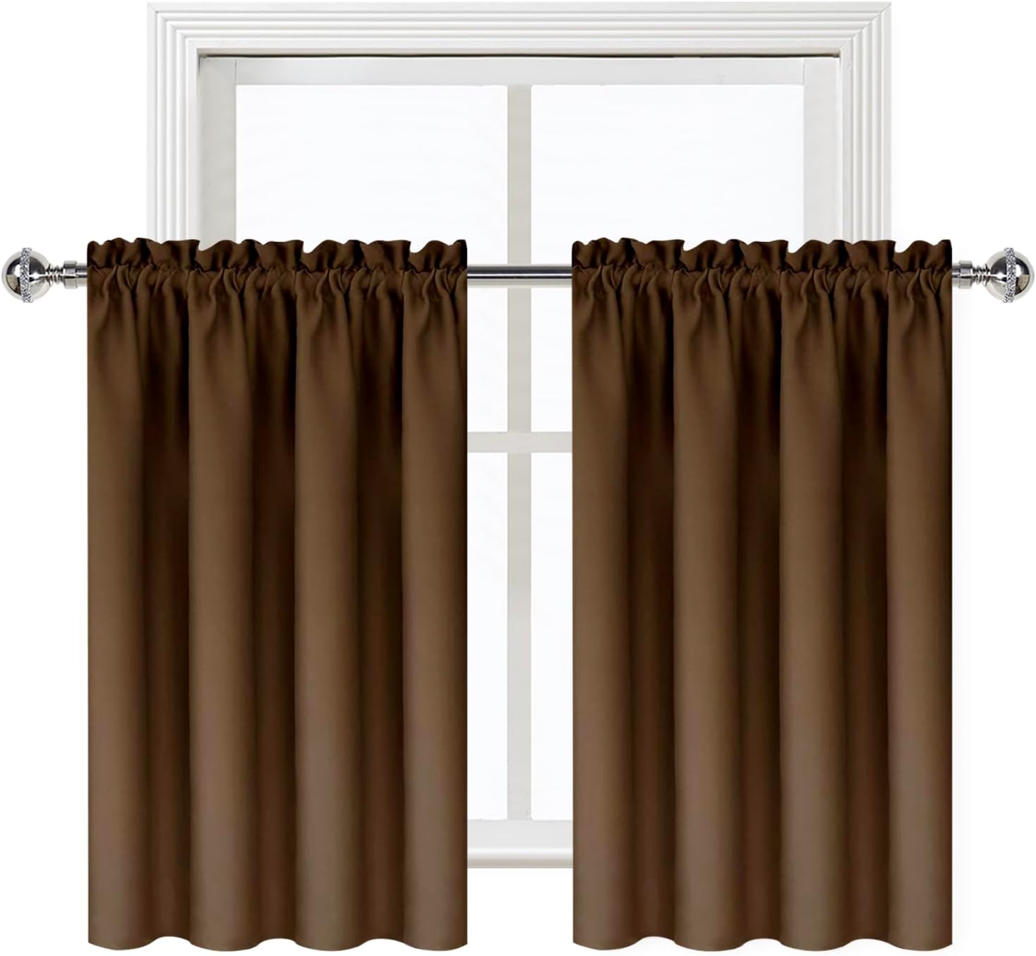DWCN Blackout Curtains for Living Room Thermal Insulated, Energy Saving & Noise Reducing Bedroom Curtains, Brown, W 52x L 36 Inch, Set of…