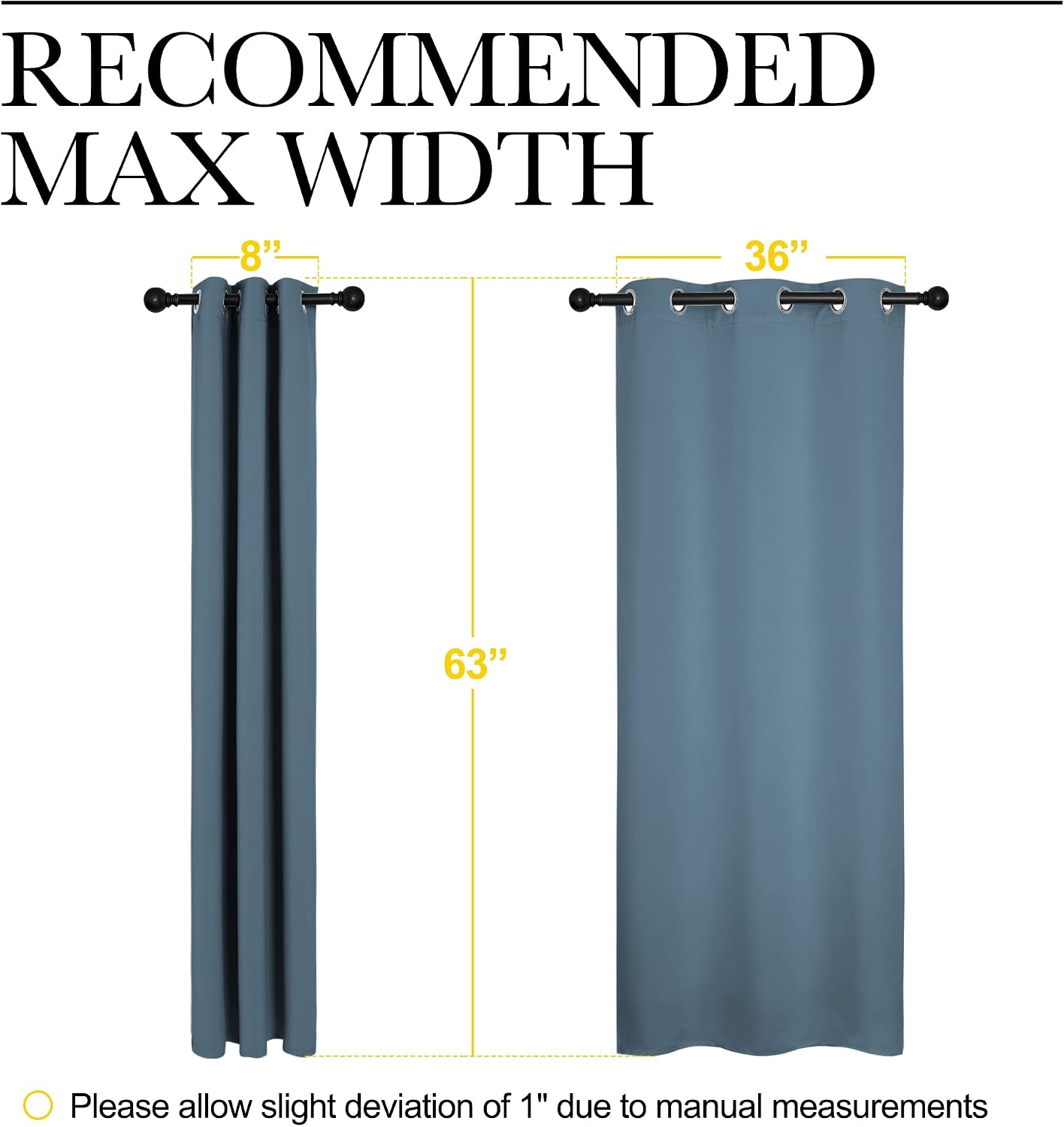 NICETOWN Room Darkening Curtains 63" Length, Thermal Insulated Blackout Panels for Bedroom Bathroom Office Kitchen Playroom Kids Room…