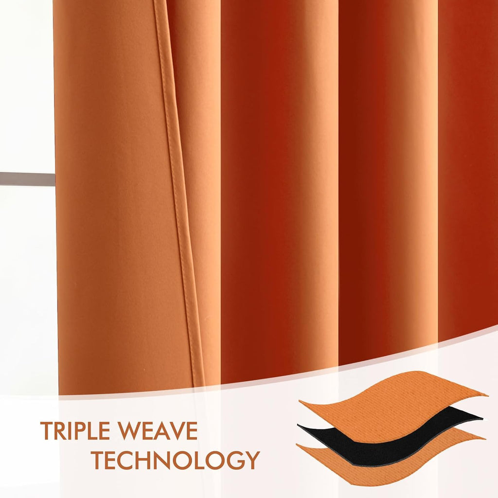 Miulee 2 Panels Orange Back Tab Blackout Curtains 84 Inch Length for Living Room Bedroom Privacy, Rod Pocket/Pinch Pleated Fall Thermal Ins…